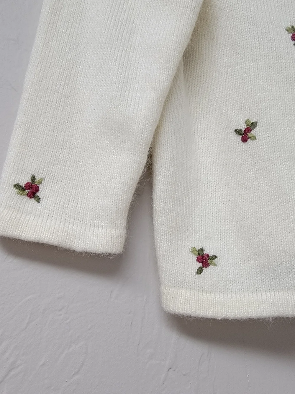 VTG Gymboree Kids Ivory Rabbit Hair Rose Floral Knit Cardigan Sweater Girls 2T